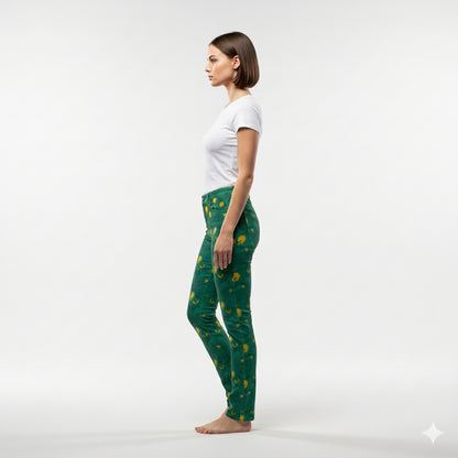 Skinny Jeans Yellow Flowers – Slim Jeans in Heavyweight Stretch Cotton Denim