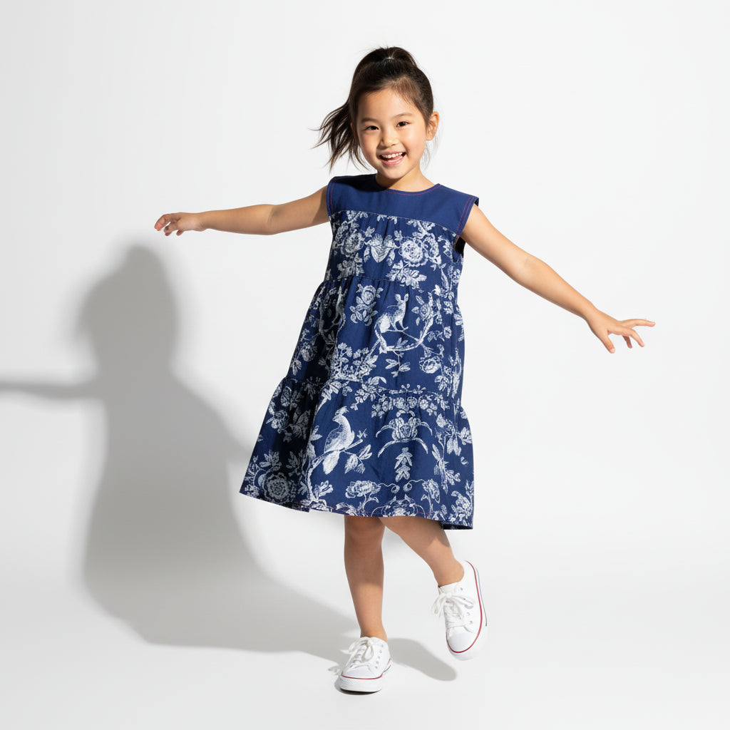 Parrot and Possum Toile Dress - In Midnight