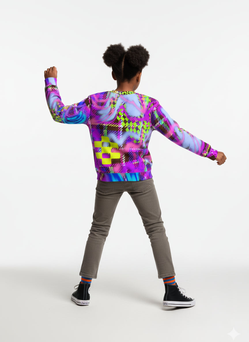 Kid's Chocolate Plaid Scribble Sweatshirt