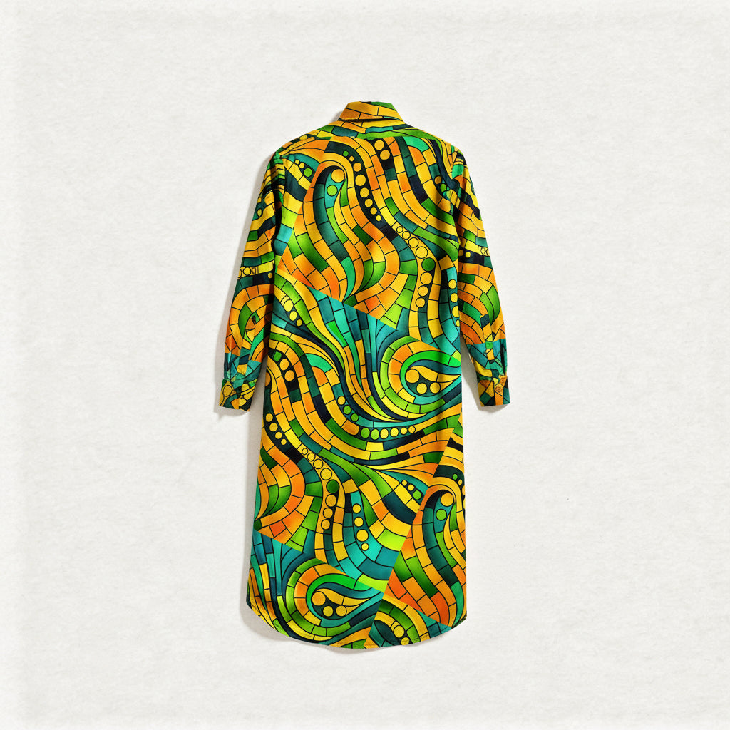 Long Sleeve Shirt Dress Mosaic 11
