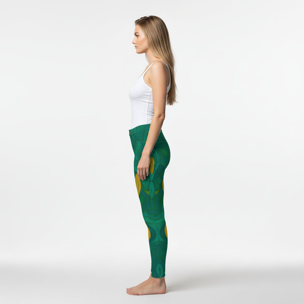 Skinny Jeans Yellow Flowers — Slim Jeans in Heavyweight Stretch Cotton Denim