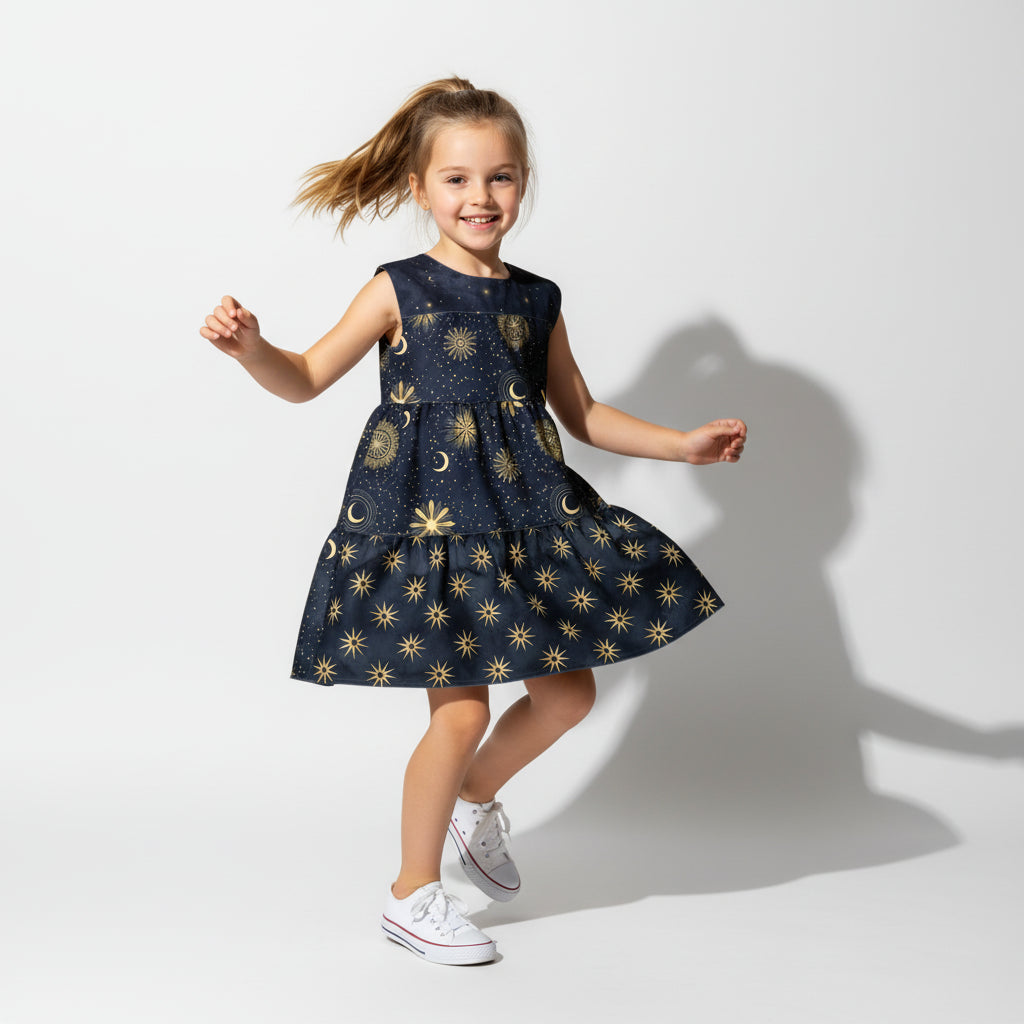 Celestial Ruffle Dress - Lightweight Cotton