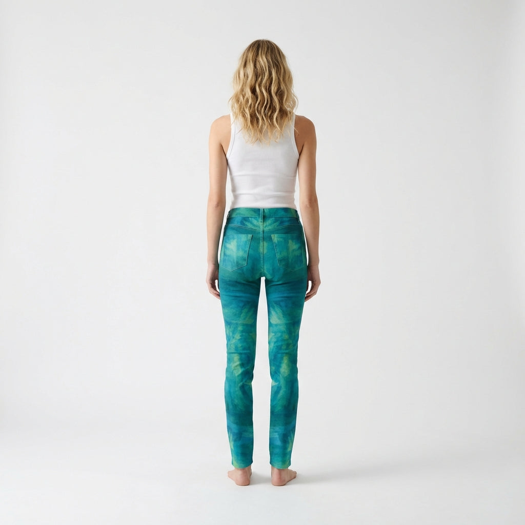 Skinny Jeans Turquoise Watercolors