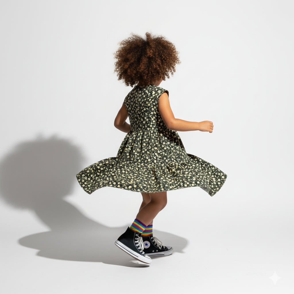 Girl Mini Flower Corduroy Dress