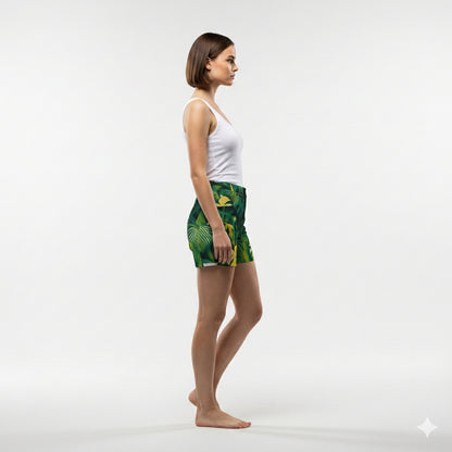 Regular Jean Shorts Green Leaves