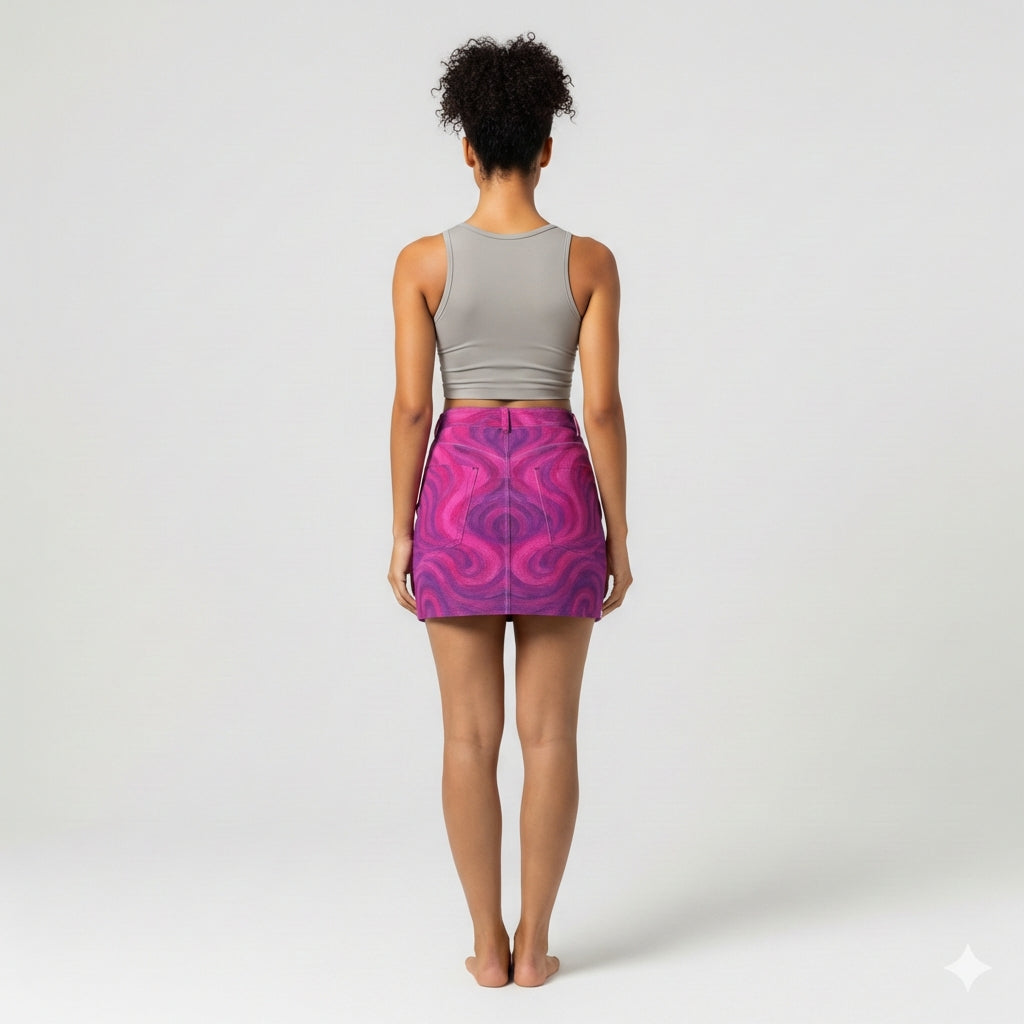 Denim Mini Skirt Purple Storm