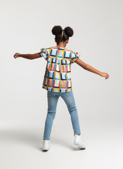Girls 3D Geometric Top