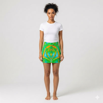 Demin Mini Skirt Palm Tree Island