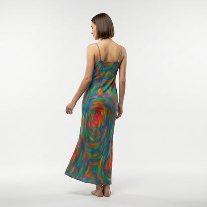 Bias Slip Dress Rainbow Circles