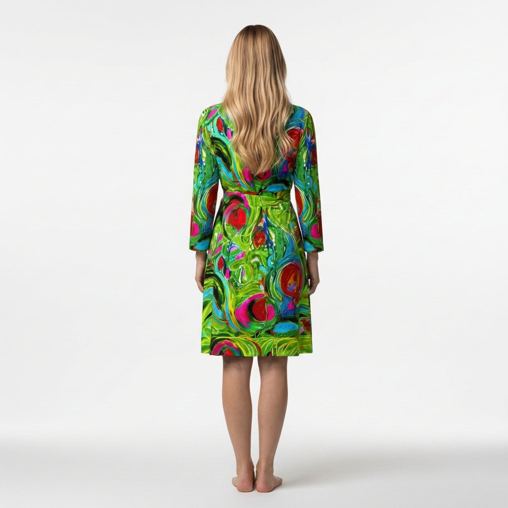 Wrap Dress Pink Water Lilies – Traditional Jersey Wrap Dress