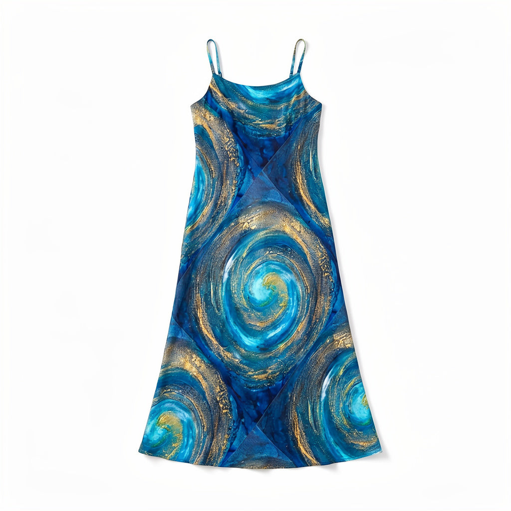 Bias Slip Dress in Monochrome Botanical Print