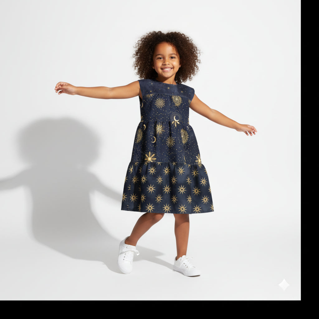 Celestial Ruffle Dress - Lightweight Cotton