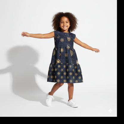 Celestial Ruffle Dress - Lightweight Cotton