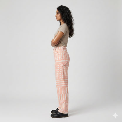 Everywhere Peach Check Carpenter Pants 