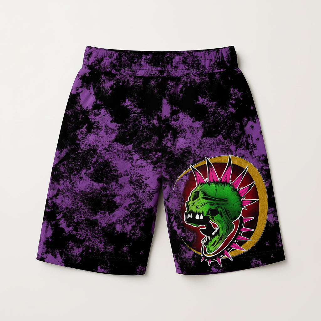 Purple Punk Skull Shorts