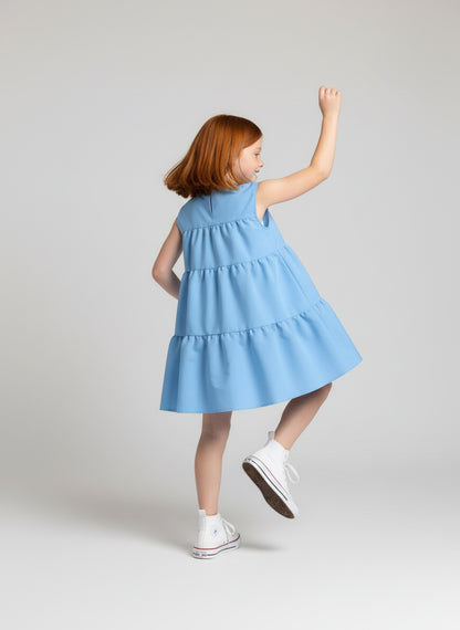 Ruffle Dress without Lining in Pima Cotton Poplin
