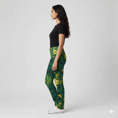 Skinny Jeans Green Leaves - Slim Jeans in Heavyweight Stretch Cotton Denim