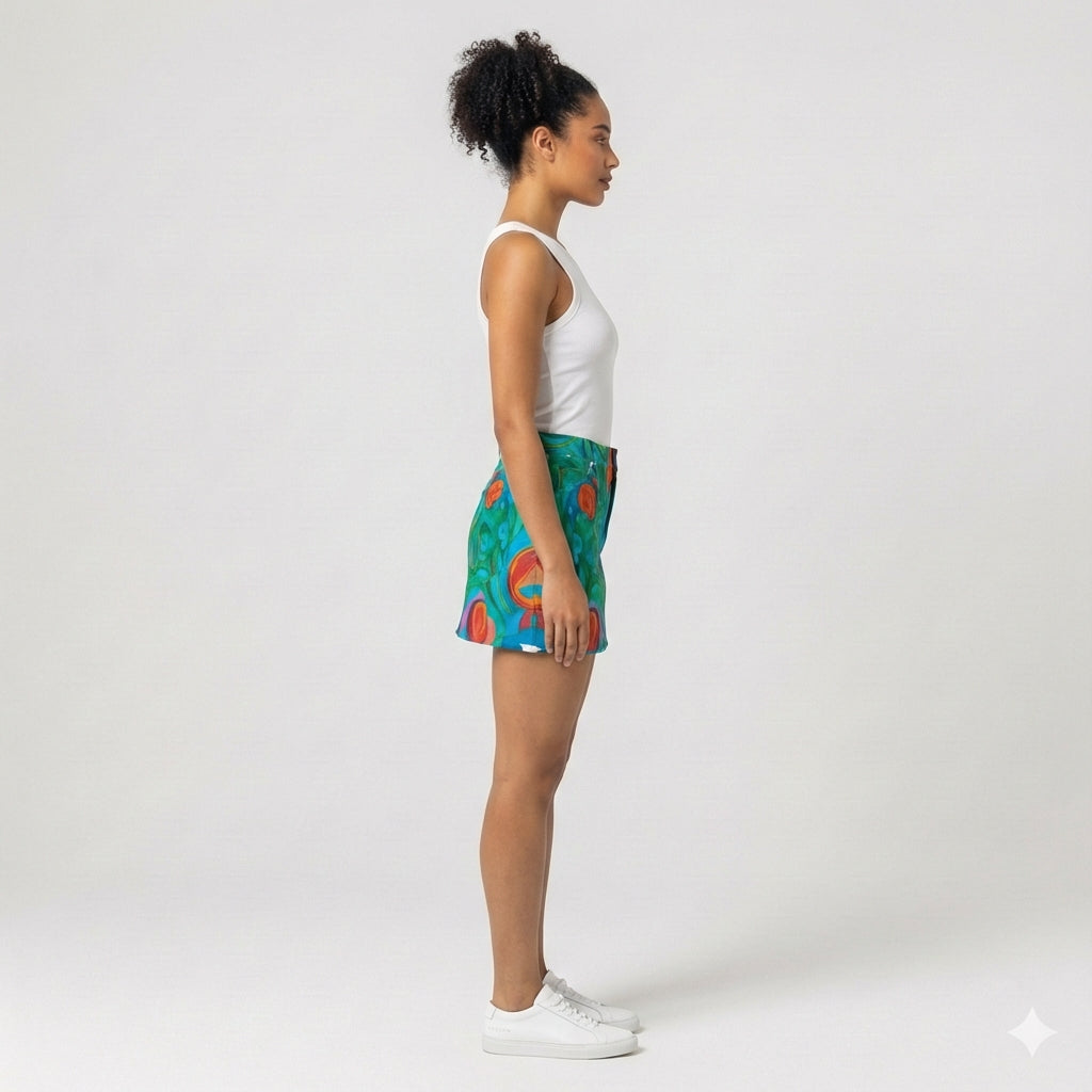 Denim Mini Skirt Floral Swamp