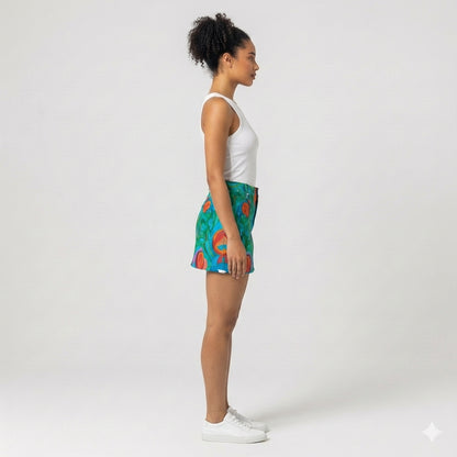 Denim Mini Skirt Floral Swamp