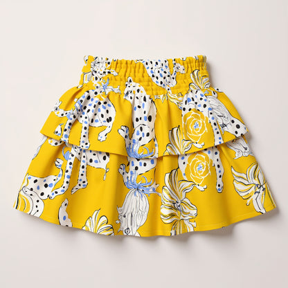 Kid's Smocked Skirt in Sketching Summer Yellow