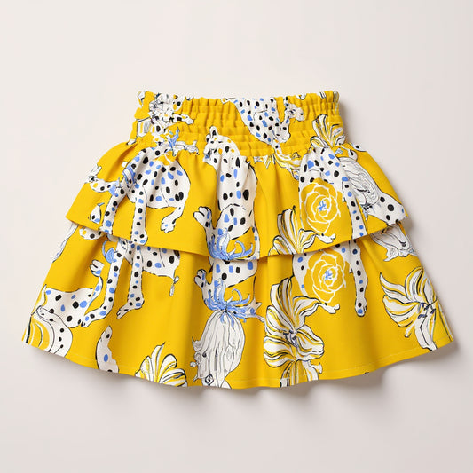 Kid's Smocked Skirt in Sketching Summer Yellow