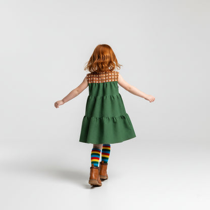 Cat Crochet Dress in Forest Green