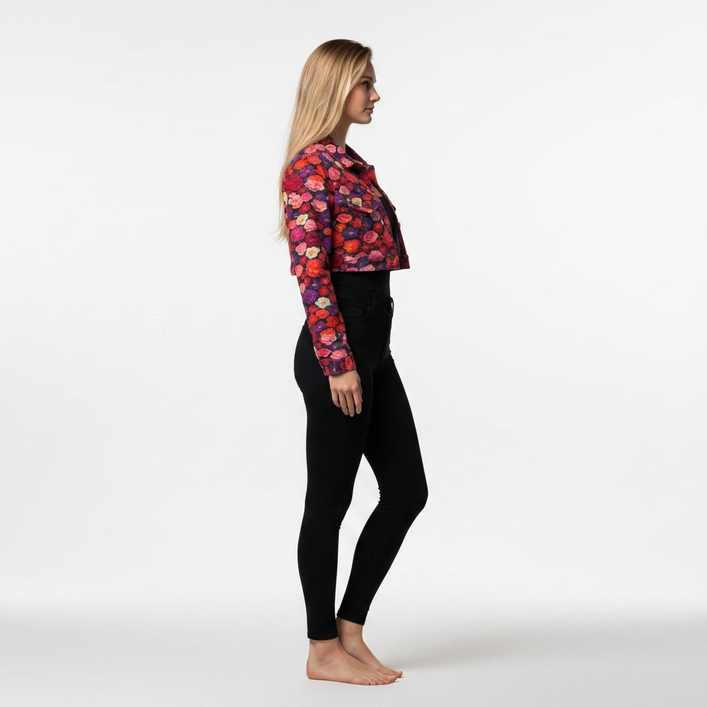 Cropped Jean Cotton Jacket Flower Bed