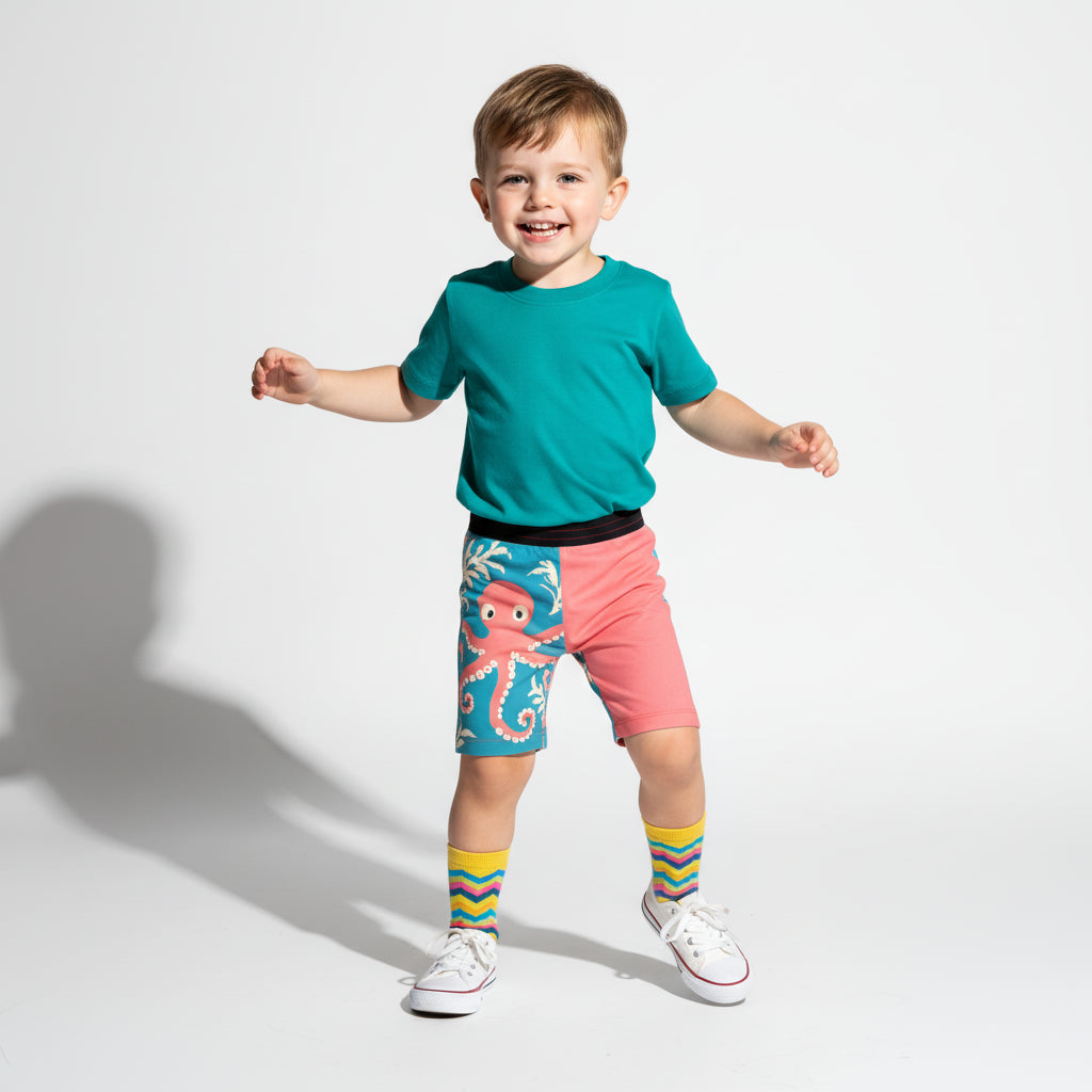 Octopus Shorts – Children's Knit Shorts in 100% Cotton Fleece