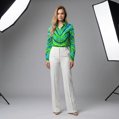 Women's Button Front Shirt Mosaic