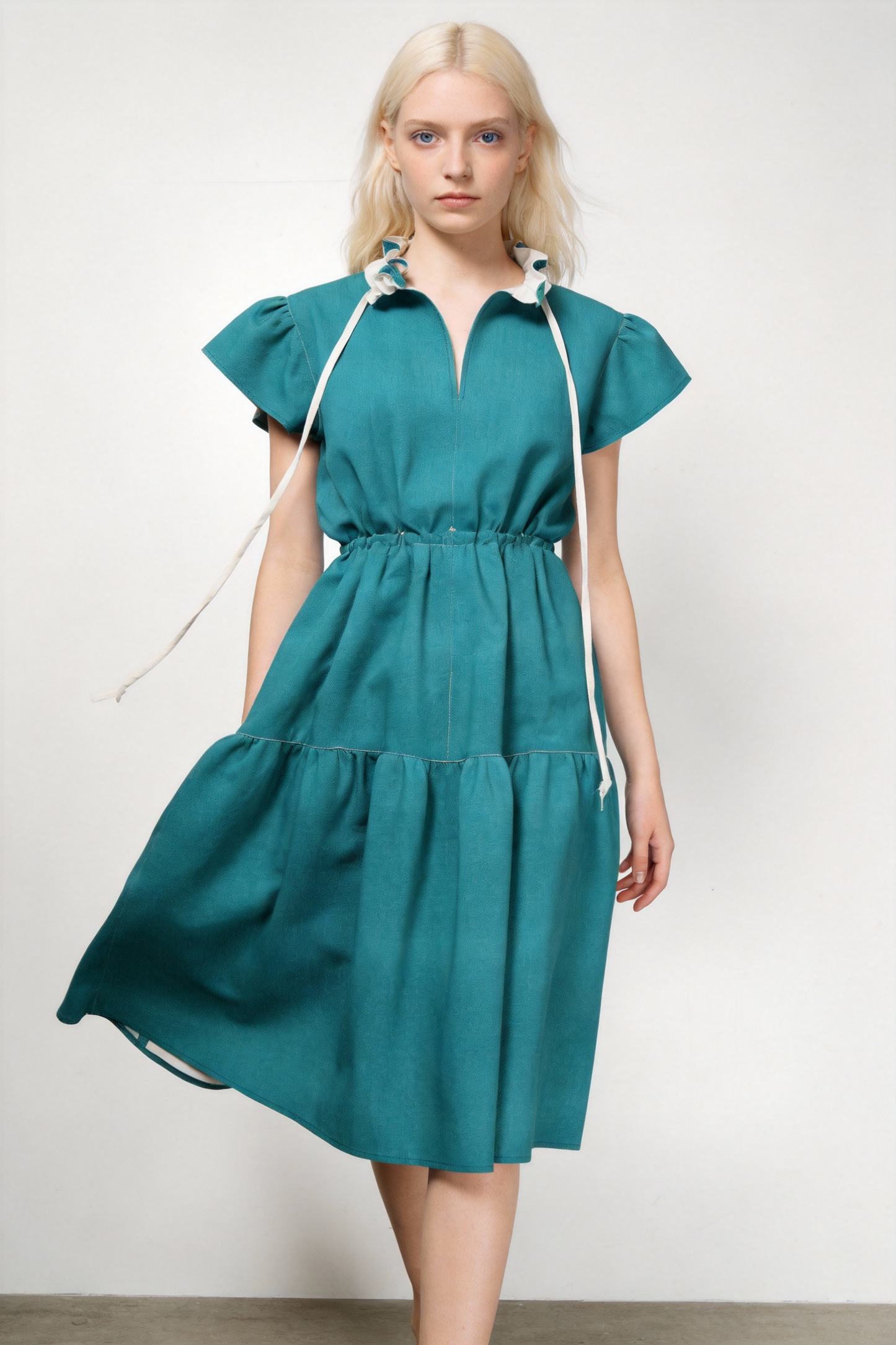 CB - Bondi Ruffle Sleeve Dress in Lightweight Cotton Poplin