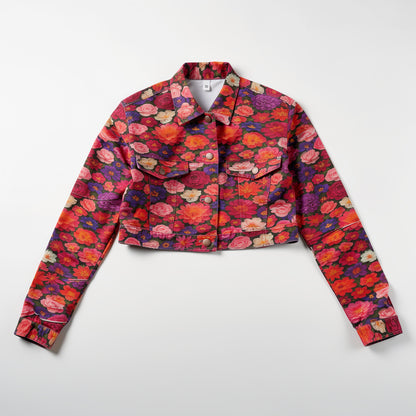 Cropped Jean Cotton Jacket Flower Bed