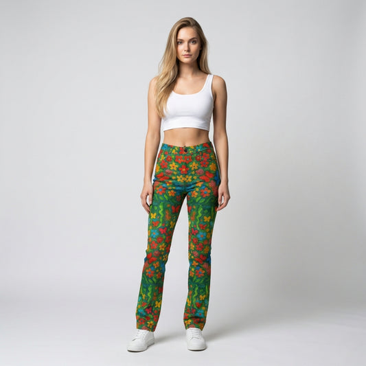 Skinny Jeans Butterfly Flowers