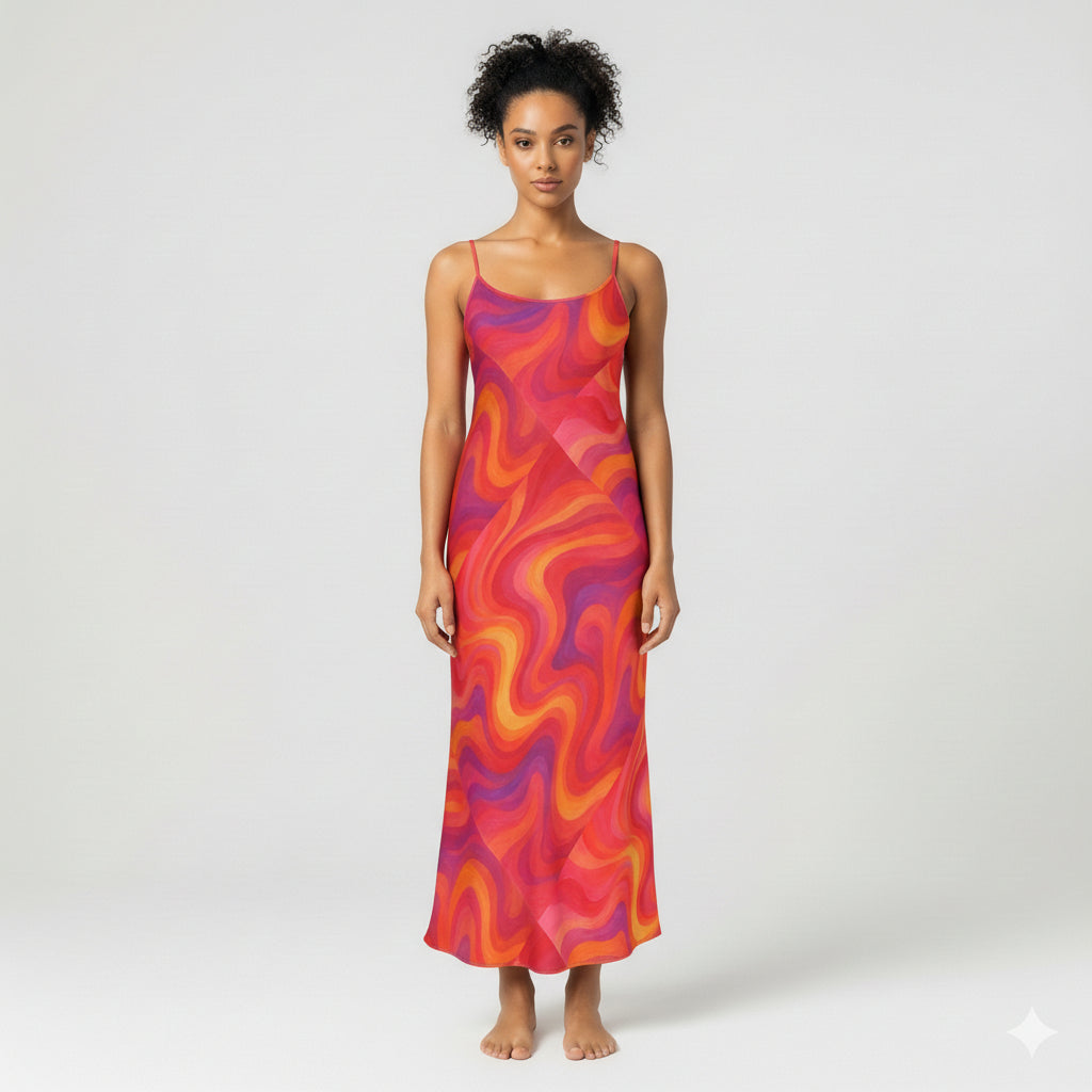 Bias Slip Dress Pink Sunset