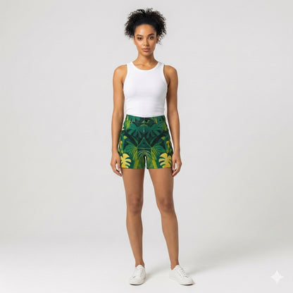 Regular Jean Shorts Green Leaves