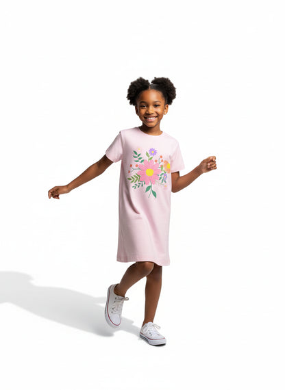 Girl Bright Florals T-shirt Dress