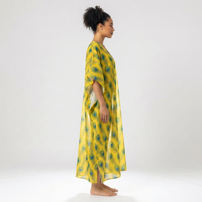 Caftan Yellow Peacock Feathers