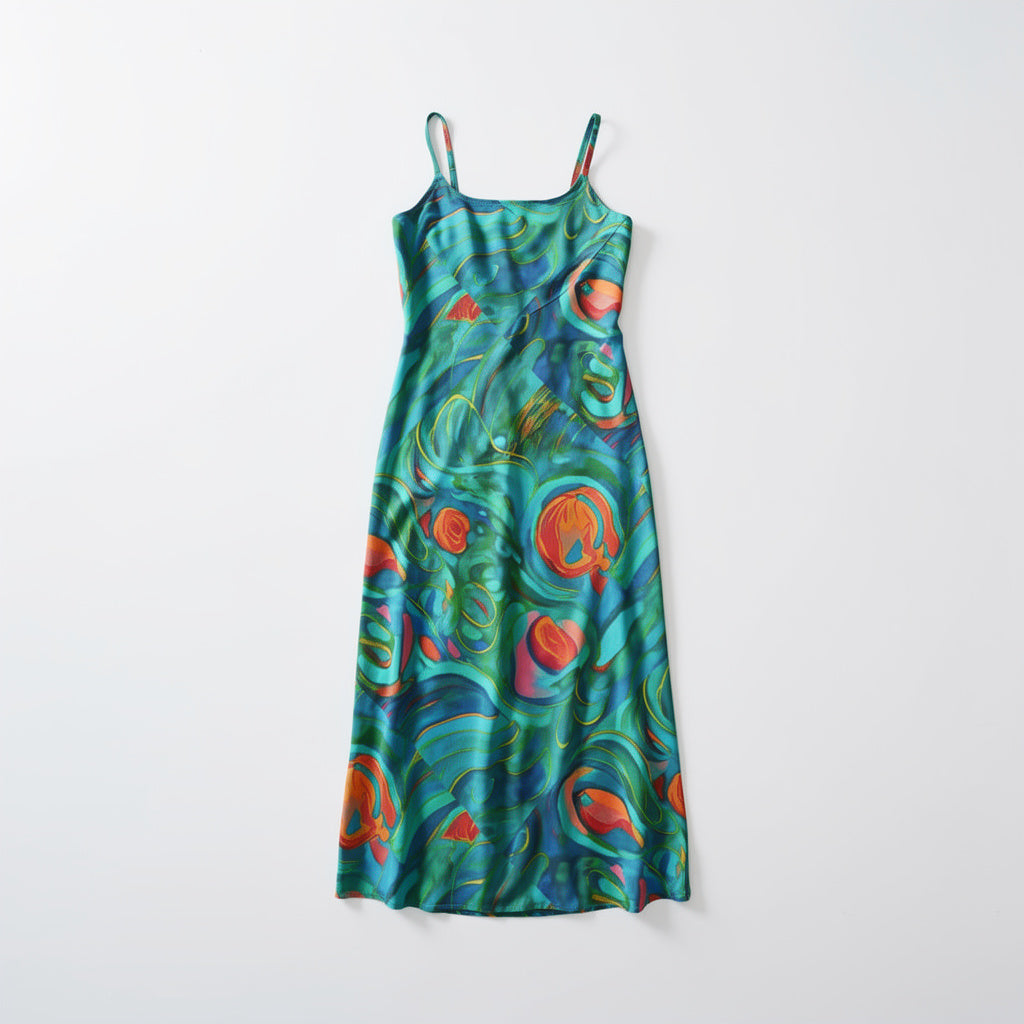 Bias Slip Dress Floral Swamp