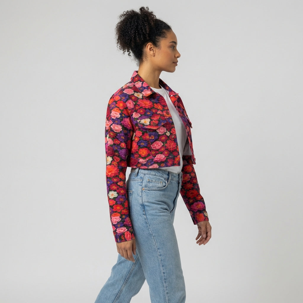 Cropped Jean Cotton Jacket Flower Bed