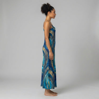 Bias Slip Dress in Monochrome Botanical Print