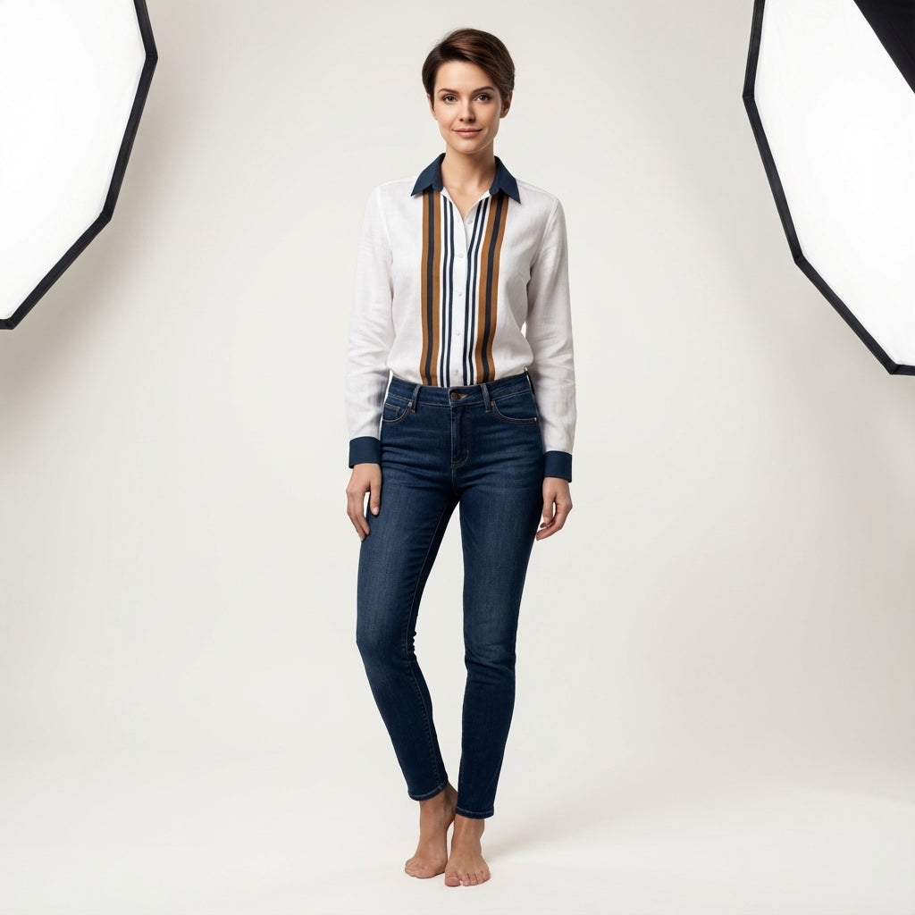 Striped Button Front Shirt