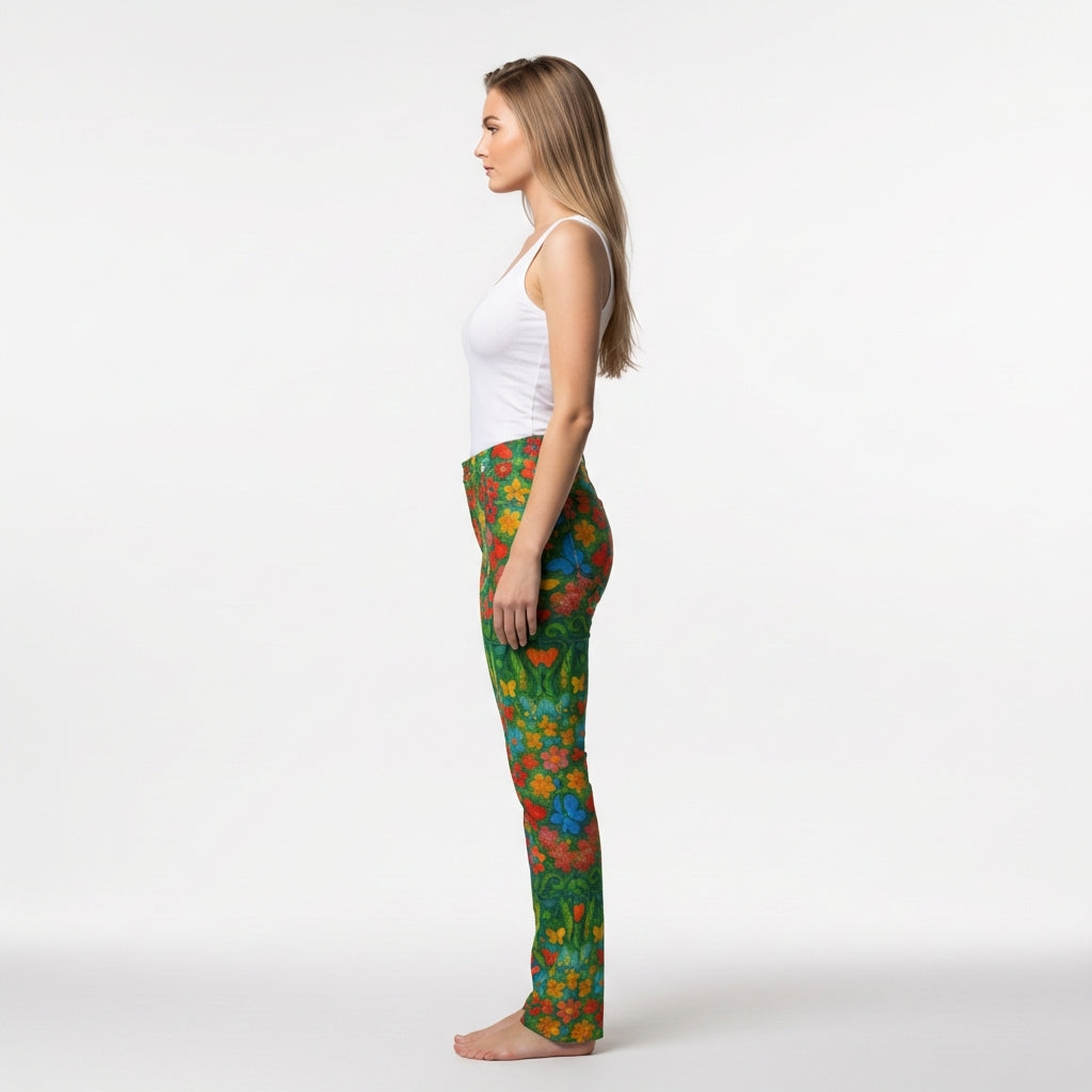 Skinny Jeans Butterfly Flowers
