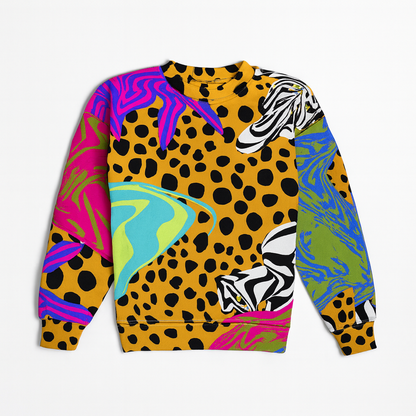 BruceGlen Cheetah Scramble Kid's Crew Neck Sweatshirt