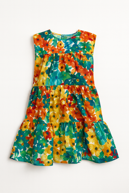 Kid's Ruffle Dress in Fleur de Esti