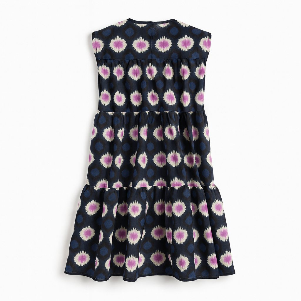 Kid's Ruffle Dress in Ink Tie Dye