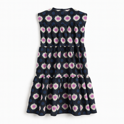 Kid's Ruffle Dress in Ink Tie Dye