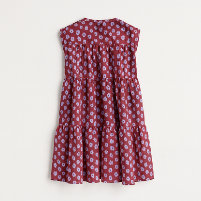 Kid's Ruffle Dress in Micro Purple Poppies