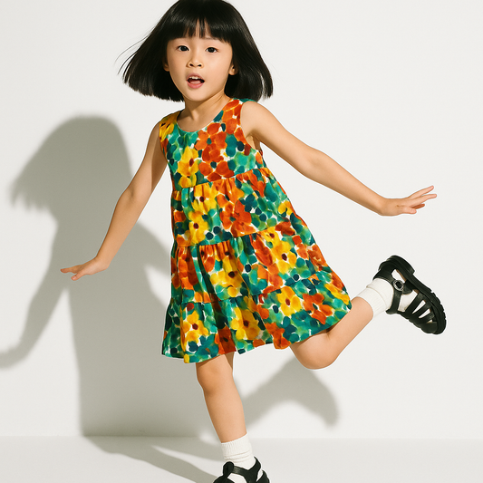 Kid's Ruffle Dress in Fleur de Esti