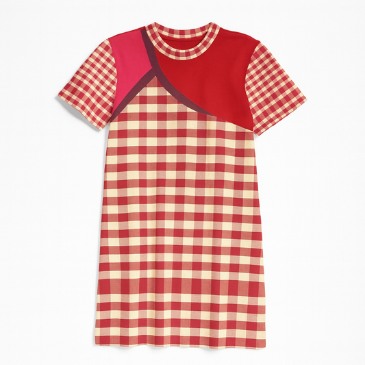 Yellow & Red Gingham T-shirt Dress