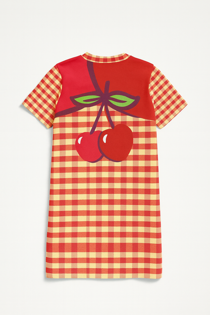 Yellow & Red Gingham T-shirt Dress