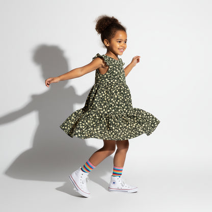 Girl Mini Flower Corduroy Dress